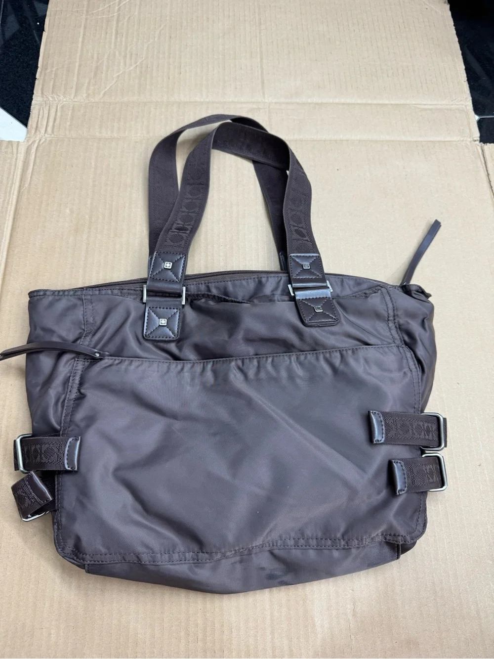 Kenneth Cole Reaction Chocolate Brown Nylon Laptop Tote